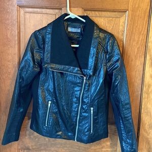 Bagatelle black, faux leather moto jacket